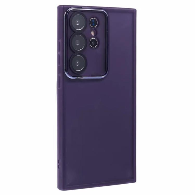 For Galaxy S23 Ultra 5G WANLONFENG Electroplated Frame Translucent TPU Phone Case with Screen Film