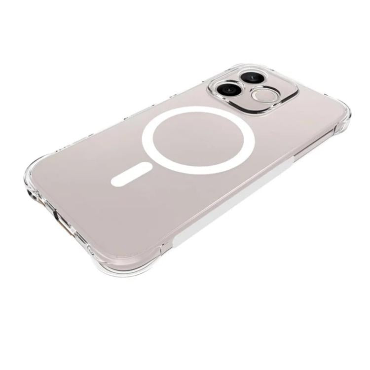 For Honor 600 Lite 5G Global WANLONFENG Transparent Magnetic Four-Corner Shockproof TPU Phone Case with Screen Film - Transparent