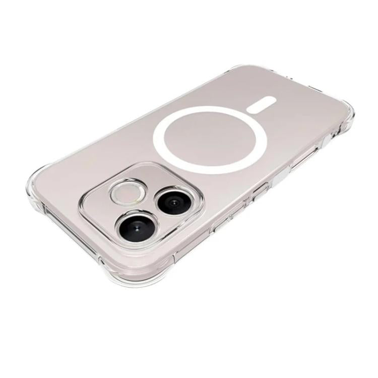 For Honor 600 Lite 5G Global WANLONFENG Transparent Magnetic Four-Corner Shockproof TPU Phone Case with Screen Film - Transparent