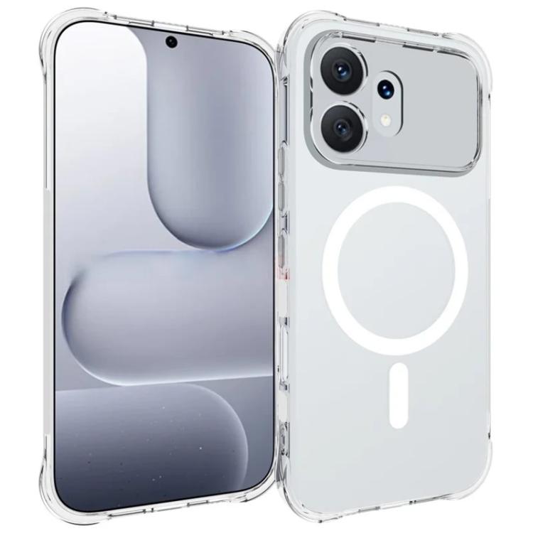 For Honor 600 5G Global WANLONFENG Transparent Magnetic Four-Corner Shockproof TPU Phone Case with Screen Film - Transparent