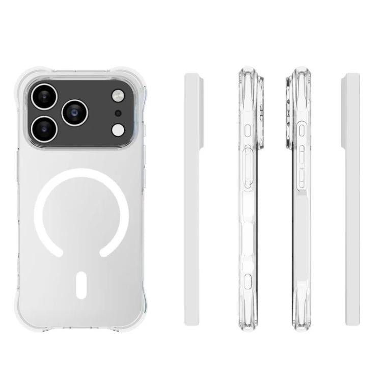 For iPhone 17 Pro Max WANLONFENG Transparent Magnetic Four-Corner Shockproof TPU Phone Case with Screen Film - Transparent