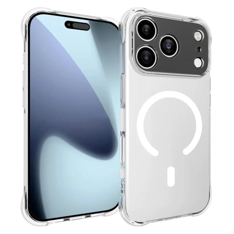 For iPhone 17 Pro WANLONFENG Transparent Magnetic Four-Corner Shockproof TPU Phone Case with Screen Film - Transparent
