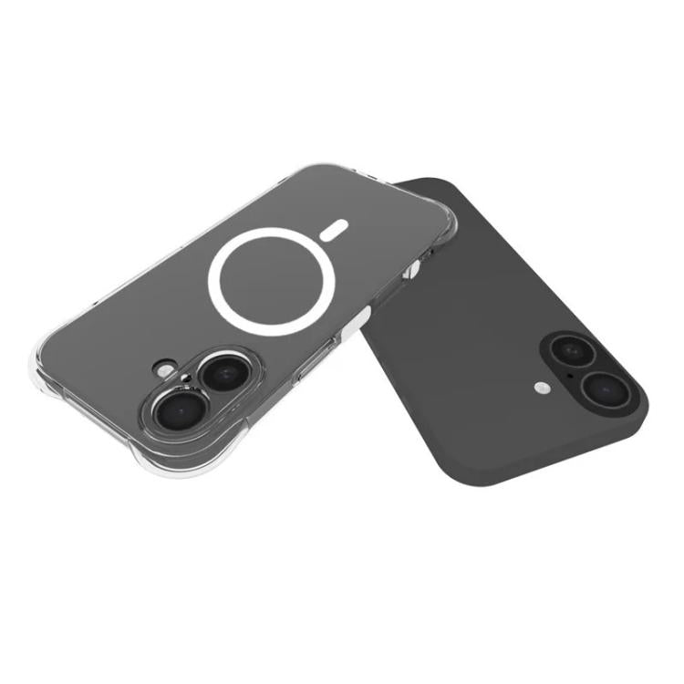 For iPhone 17 WANLONFENG Transparent Magnetic Four-Corner Shockproof TPU Phone Case with Screen Film - Transparent