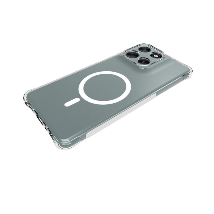 For Motorola Moto G56 5G WANLONFENG Transparent Magnetic Four-Corner Shockproof TPU Phone Case with Screen Film - Transparent