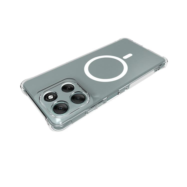 For Motorola Moto G56 5G WANLONFENG Transparent Magnetic Four-Corner Shockproof TPU Phone Case with Screen Film - Transparent