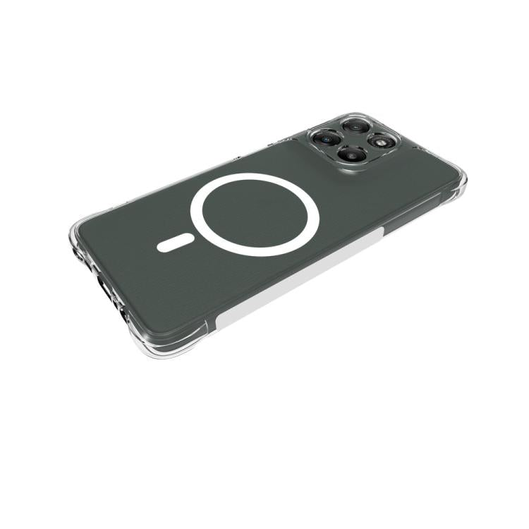 For Motorola Moto G67 Power 5G WANLONFENG Transparent Magnetic Four-Corner Shockproof TPU Phone Case with Screen Film - Transparent