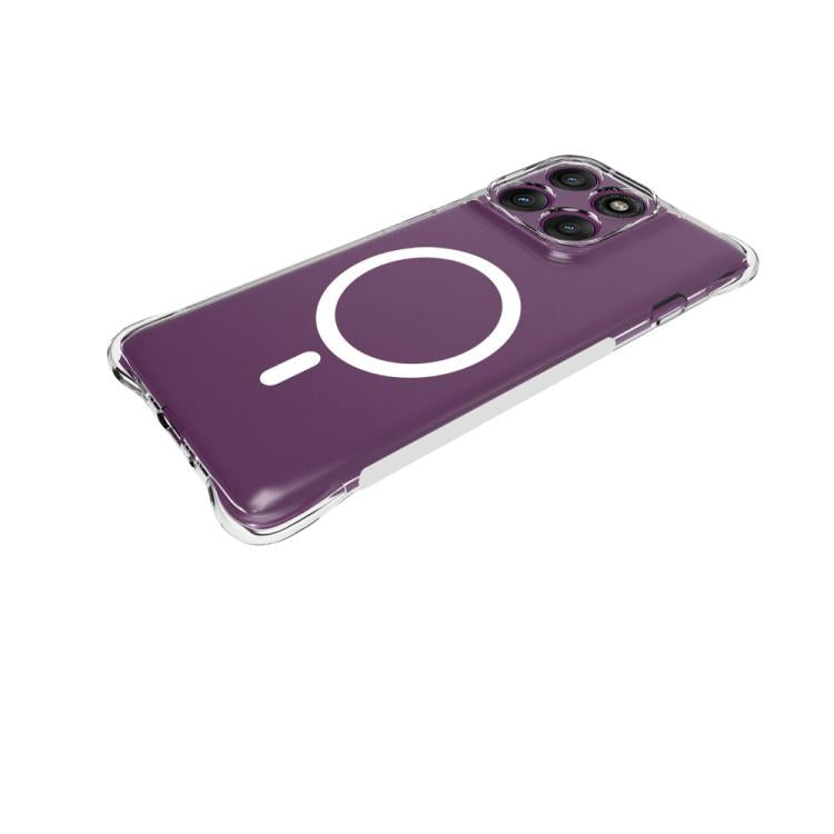 For Motorola Edge 60 Fusion / 60 5G WANLONFENG Transparent Magnetic Four-Corner Shockproof TPU Phone Case with Screen Film - Transparent