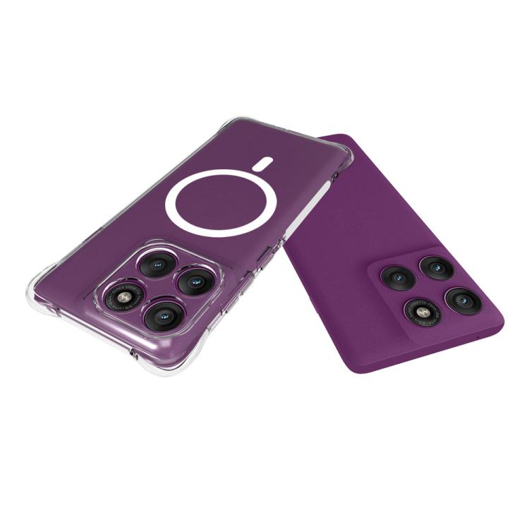 For Motorola Edge 60 Fusion / 60 5G WANLONFENG Transparent Magnetic Four-Corner Shockproof TPU Phone Case with Screen Film - Transparent