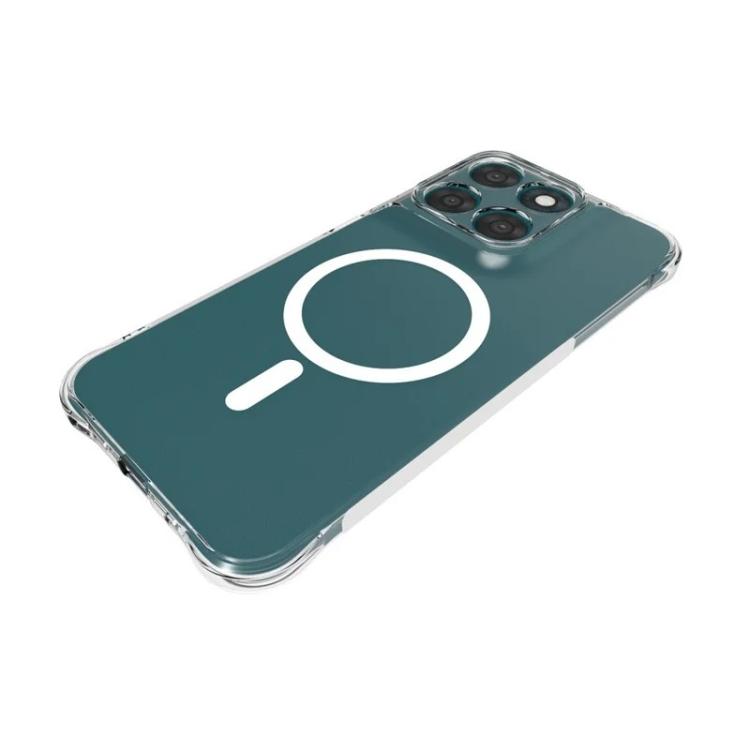For Motorola Moto G67 5G / G77 5G WANLONFENG Transparent Magnetic Four-Corner Shockproof TPU Phone Case with Screen Film - Transparent