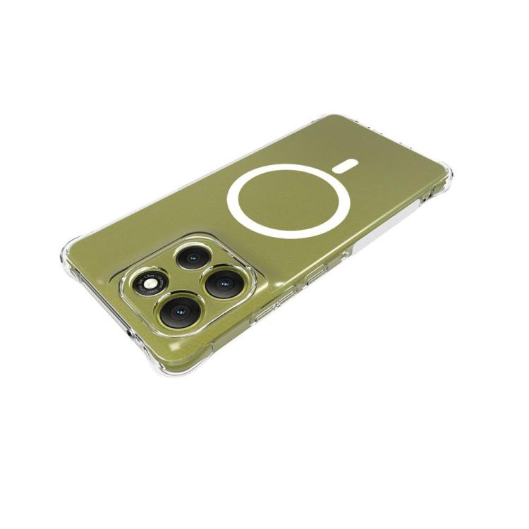 For Motorola Moto G86 Power / G86 5G WANLONFENG Transparent Magnetic Four-Corner Shockproof TPU Phone Case with Screen Film - Transparent