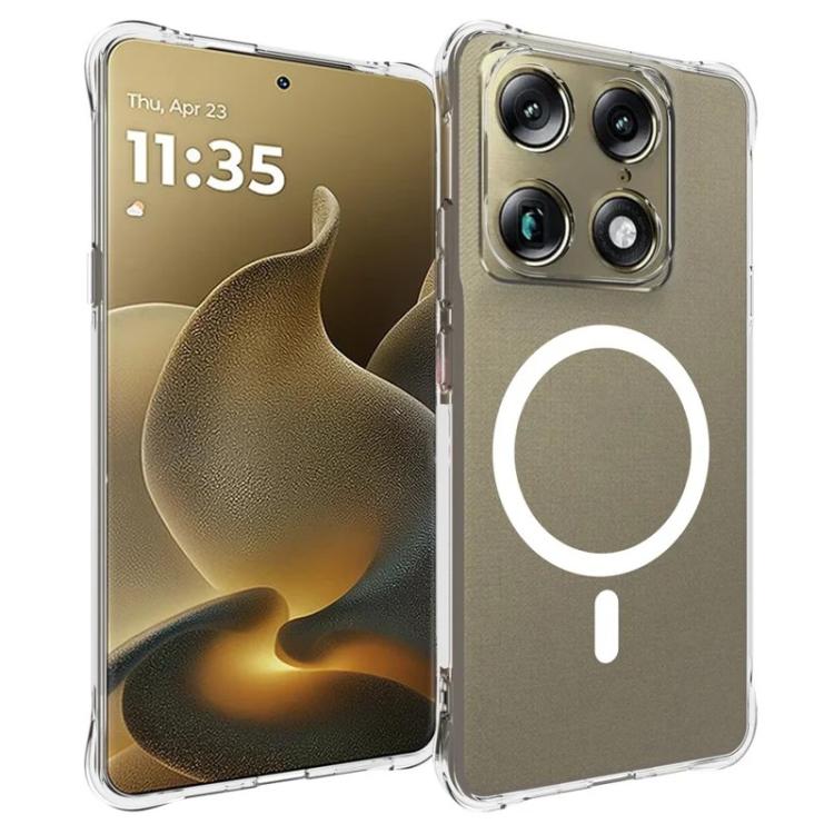 For Motorola Signature 5G WANLONFENG Transparent Magnetic Four-Corner Shockproof TPU Phone Case with Screen Film - Transparent