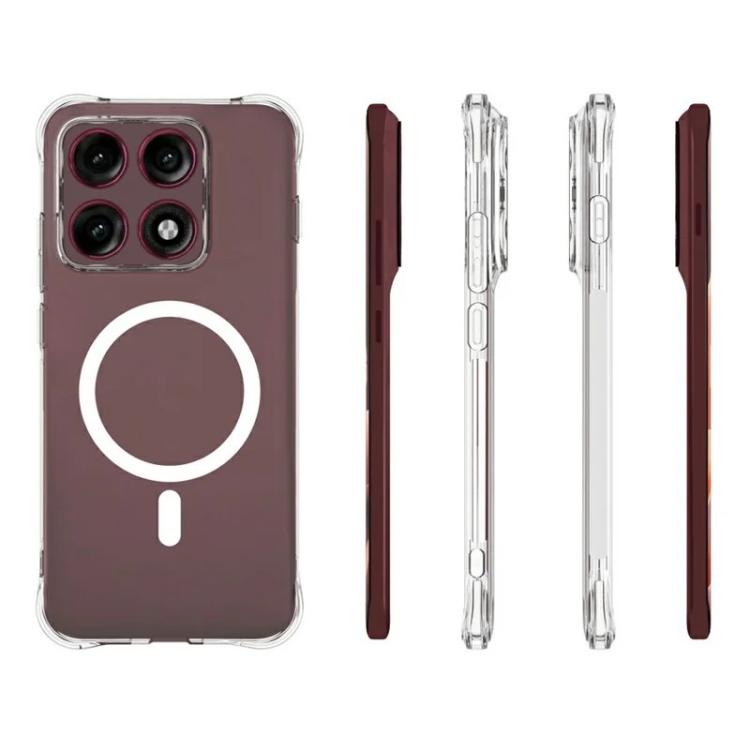 For Motorola Edge 70 Pro 5G WANLONFENG Transparent Magnetic Four-Corner Shockproof TPU Phone Case with Screen Film - Transparent