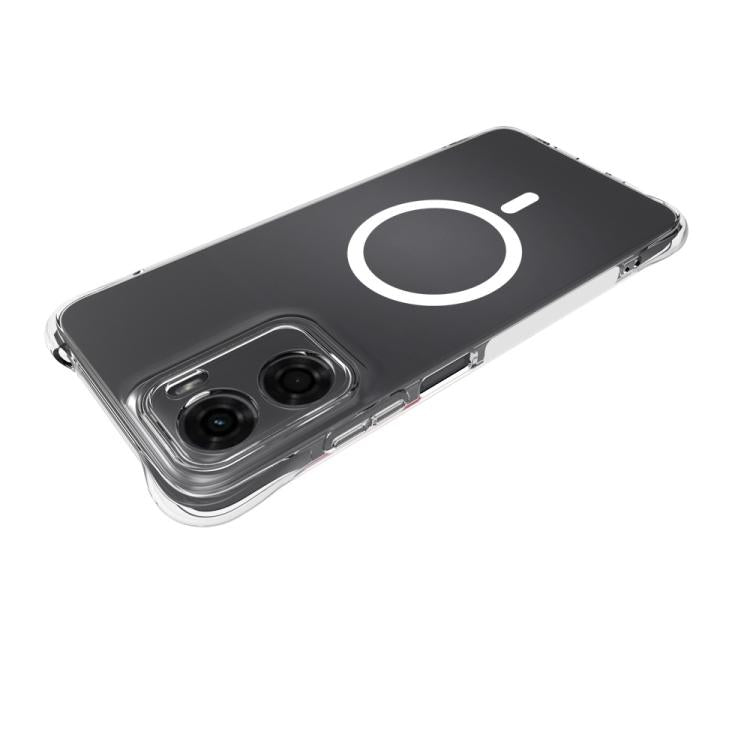 For Motorola Moto G05 4G WANLONFENG Transparent Magnetic Four-Corner Shockproof TPU Phone Case with Screen Film - Transparent