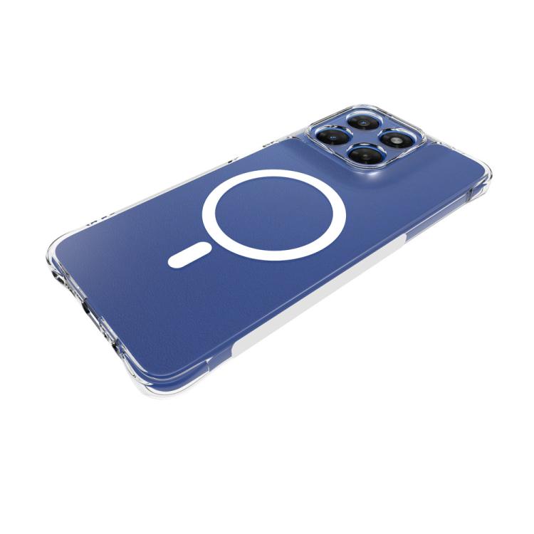 For Motorola Moto G37 Power 5G WANLONFENG Transparent Magnetic Four-Corner Shockproof TPU Phone Case with Screen Film - Transparent