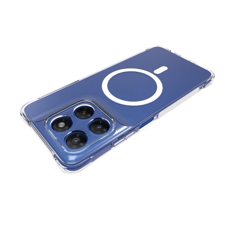 For Motorola Moto G37 Power 5G WANLONFENG Transparent Magnetic Four-Corner Shockproof TPU Phone Case with Screen Film - Transparent