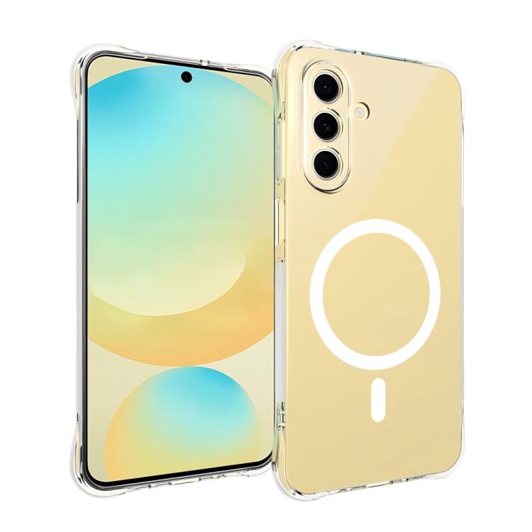For Galaxy A26 5G WANLONFENG Transparent Magnetic Four-Corner Shockproof TPU Phone Case with Screen Film - Transparent