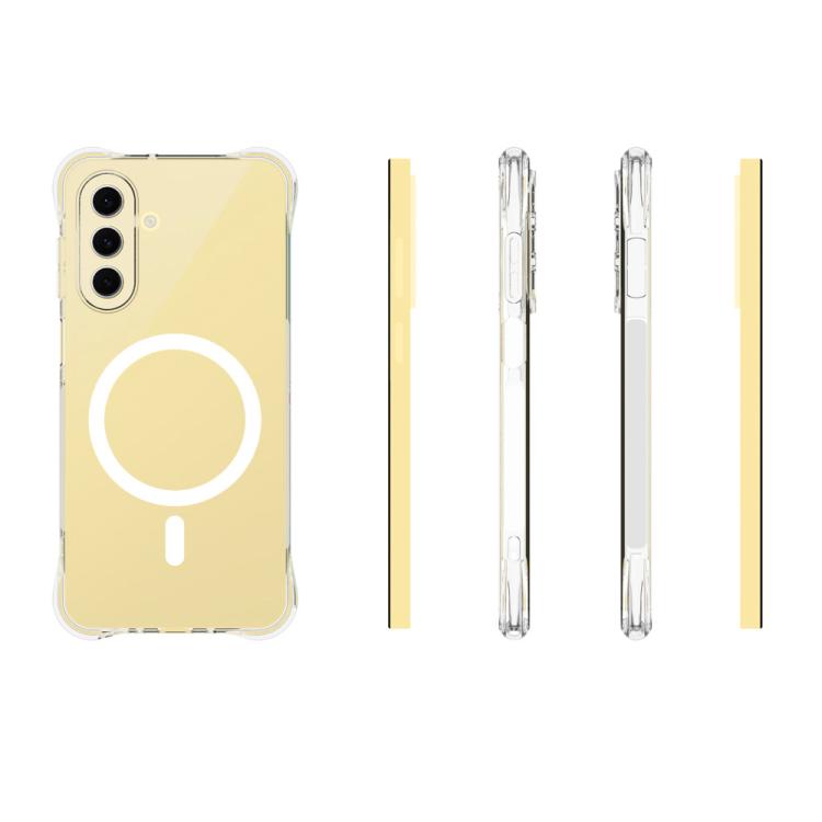 For Galaxy A26 5G WANLONFENG Transparent Magnetic Four-Corner Shockproof TPU Phone Case with Screen Film - Transparent