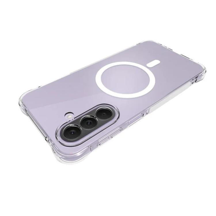 For Galaxy S26 5G WANLONFENG Transparent Magnetic Four-Corner Shockproof TPU Phone Case with Screen Film - Transparent