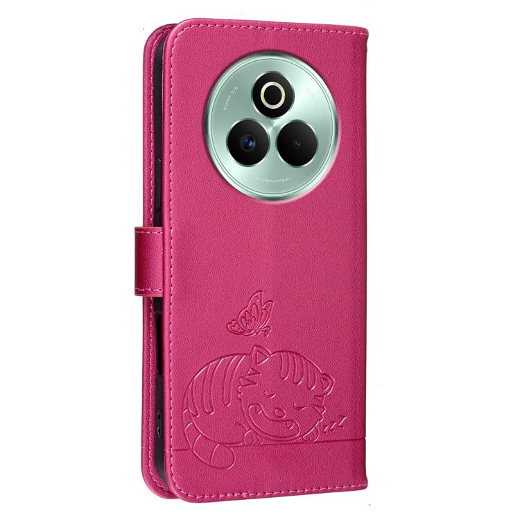 For Realme P3 Pro Cat Butterfly Embossed RFID Vegan Leather Phone Case with Strap