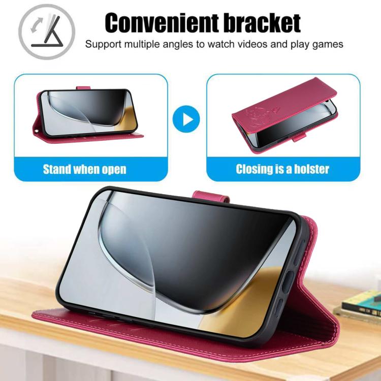 For Realme P3 Pro Cat Butterfly Embossed RFID Vegan Leather Phone Case with Strap