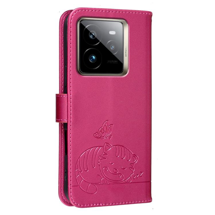 For Realme GT7 Pro Cat Butterfly Embossed RFID Vegan Leather Phone Case with Strap