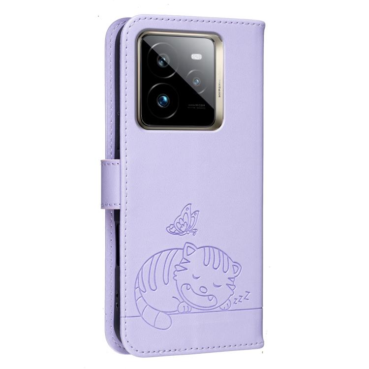 For Realme GT7 Pro Cat Butterfly Embossed RFID Vegan Leather Phone Case with Strap