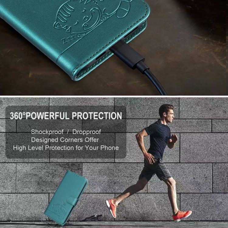 For Realme Note 80 4G Cat Butterfly Embossed RFID Vegan Leather Phone Case with Strap