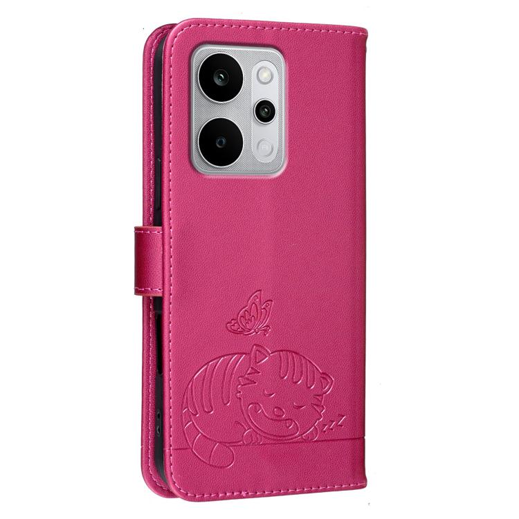 For Realme P4 Power 5G Cat Butterfly Embossed RFID Vegan Leather Phone Case with Strap