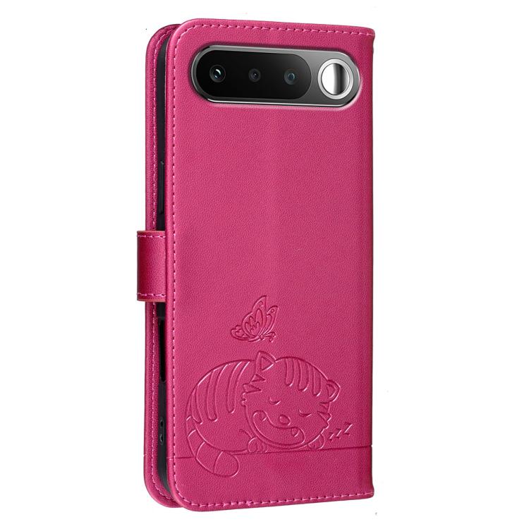 For Realme 16 5G Cat Butterfly Embossed RFID Vegan Leather Phone Case with Strap