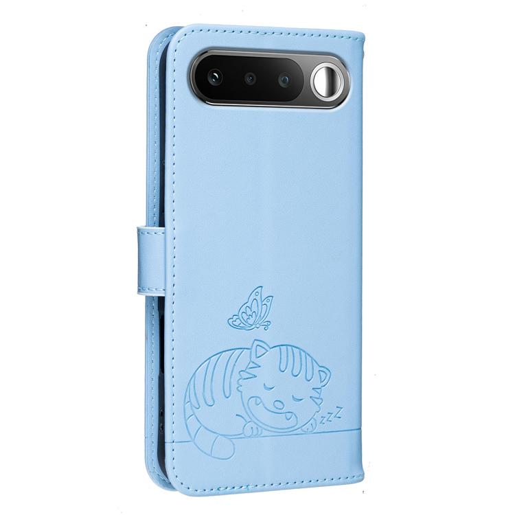 For Realme 16 5G Cat Butterfly Embossed RFID Vegan Leather Phone Case with Strap