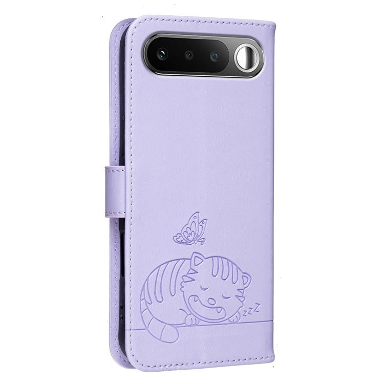 For Realme 16 5G Cat Butterfly Embossed RFID Vegan Leather Phone Case with Strap