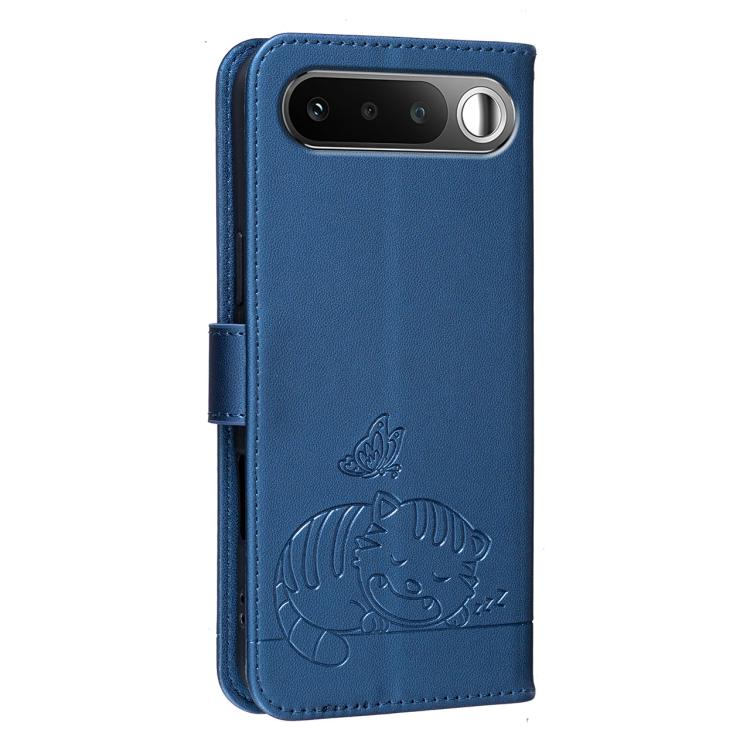 For Realme 16 5G Cat Butterfly Embossed RFID Vegan Leather Phone Case with Strap