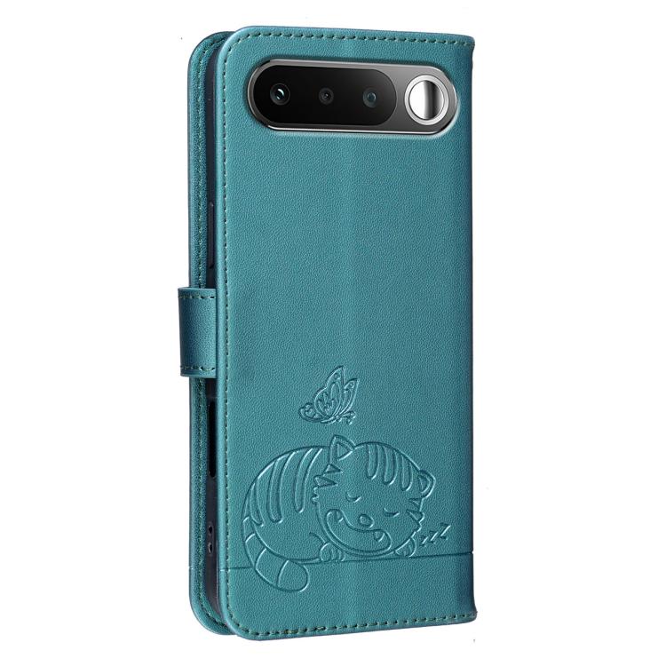 For Realme 16 5G Cat Butterfly Embossed RFID Vegan Leather Phone Case with Strap