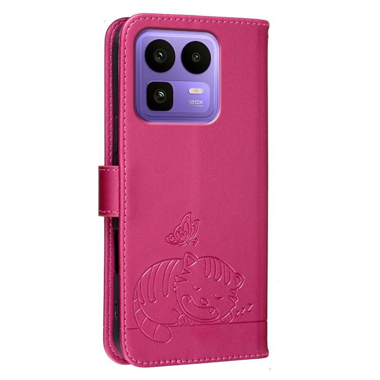 For Realme Neo8 5G Cat Butterfly Embossed RFID Vegan Leather Phone Case with Strap