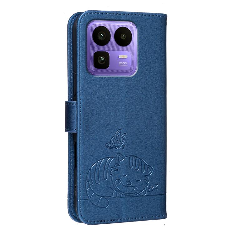 For Realme Neo8 5G Cat Butterfly Embossed RFID Vegan Leather Phone Case with Strap