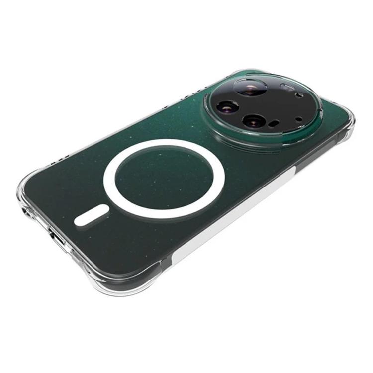 For Xiaomi 17 Ultra WANLONFENG Transparent Magnetic Four-Corner Shockproof TPU Phone Case with Screen Film - Transparent