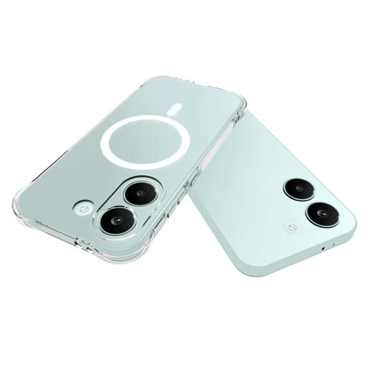 For Xiaomi Poco X8 Pro / Redmi Turbo 5 5G WANLONFENG Transparent Magnetic Four-Corner Shockproof TPU Phone Case with Screen Film - Transparent