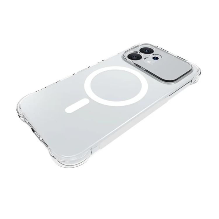 For Honor 600 5G Global WANLONFENG Transparent Magnetic Four-Corner Shockproof TPU Phone Case with 2pcs Screen Films - Transparent
