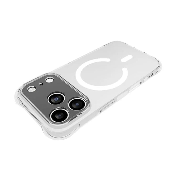 For iPhone 17 Pro Max WANLONFENG Transparent Magnetic Four-Corner Shockproof TPU Phone Case with 2pcs Screen Films - Transparent