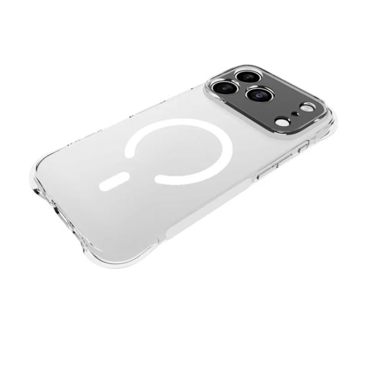 For iPhone 17 Pro WANLONFENG Transparent Magnetic Four-Corner Shockproof TPU Phone Case with 2pcs Screen Films - Transparent
