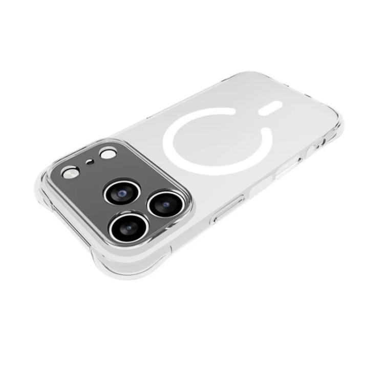 For iPhone 17 Pro WANLONFENG Transparent Magnetic Four-Corner Shockproof TPU Phone Case with 2pcs Screen Films - Transparent