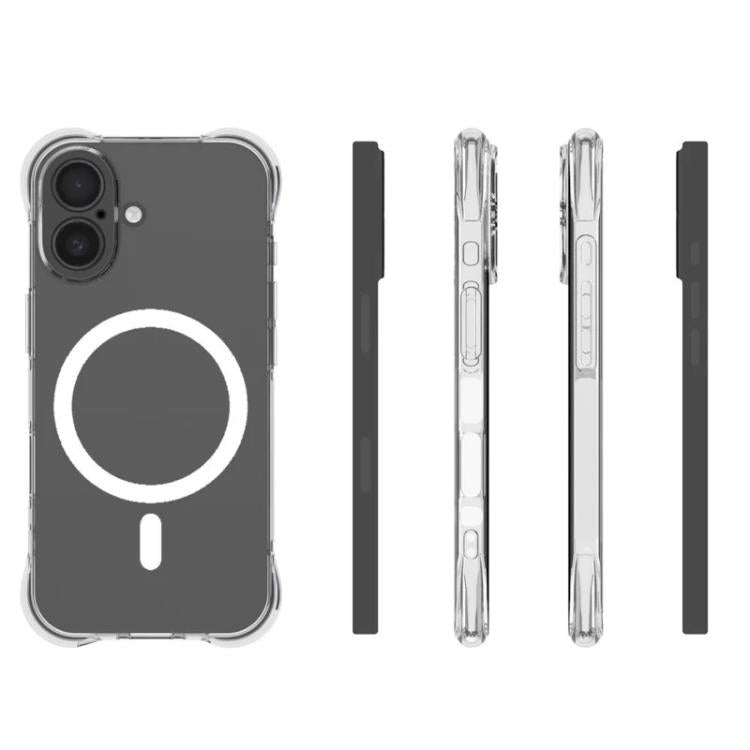 For iPhone 17 WANLONFENG Transparent Magnetic Four-Corner Shockproof TPU Phone Case with 2pcs Screen Films - Transparent