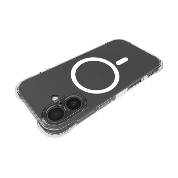 For iPhone 17 WANLONFENG Transparent Magnetic Four-Corner Shockproof TPU Phone Case with 2pcs Screen Films - Transparent