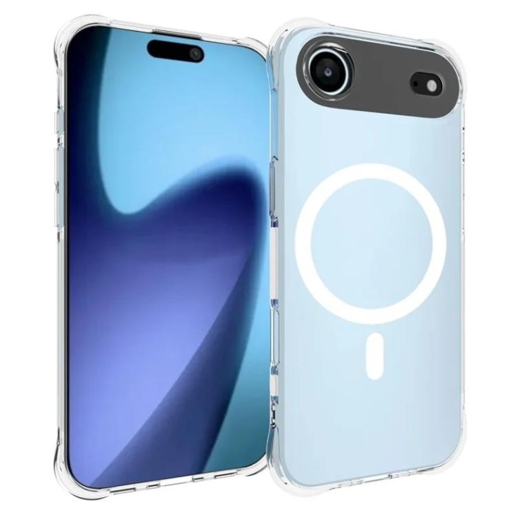 For iPhone Air WANLONFENG Transparent Magnetic Four-Corner Shockproof TPU Phone Case with 2pcs Screen Films - Transparent