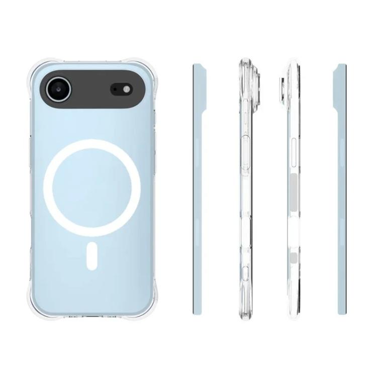 For iPhone Air WANLONFENG Transparent Magnetic Four-Corner Shockproof TPU Phone Case with 2pcs Screen Films - Transparent