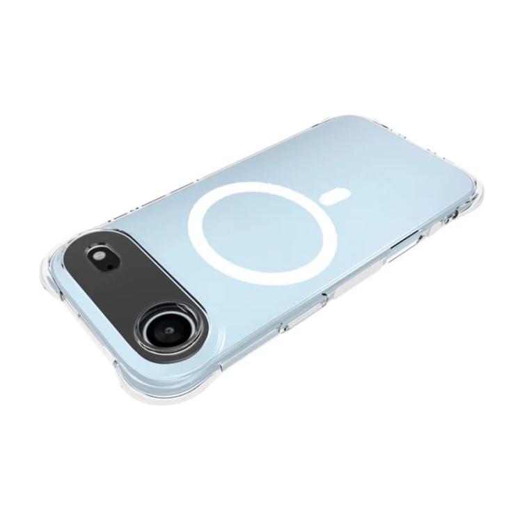 For iPhone Air WANLONFENG Transparent Magnetic Four-Corner Shockproof TPU Phone Case with 2pcs Screen Films - Transparent
