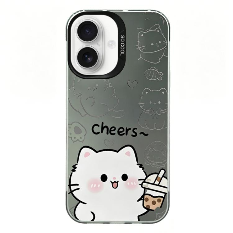 For iPhone 16 Colorful Silver Plated IMD Pattern PC Hybrid TPU Phone Case