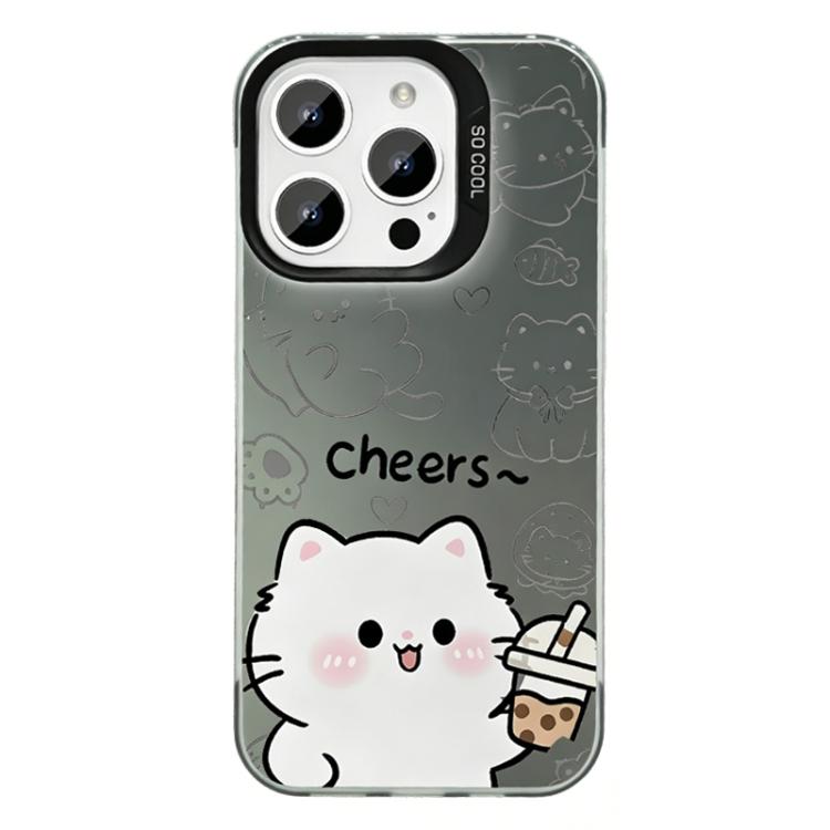 For iPhone 15 Pro Colorful Silver Plated IMD Pattern PC Hybrid TPU Phone Case