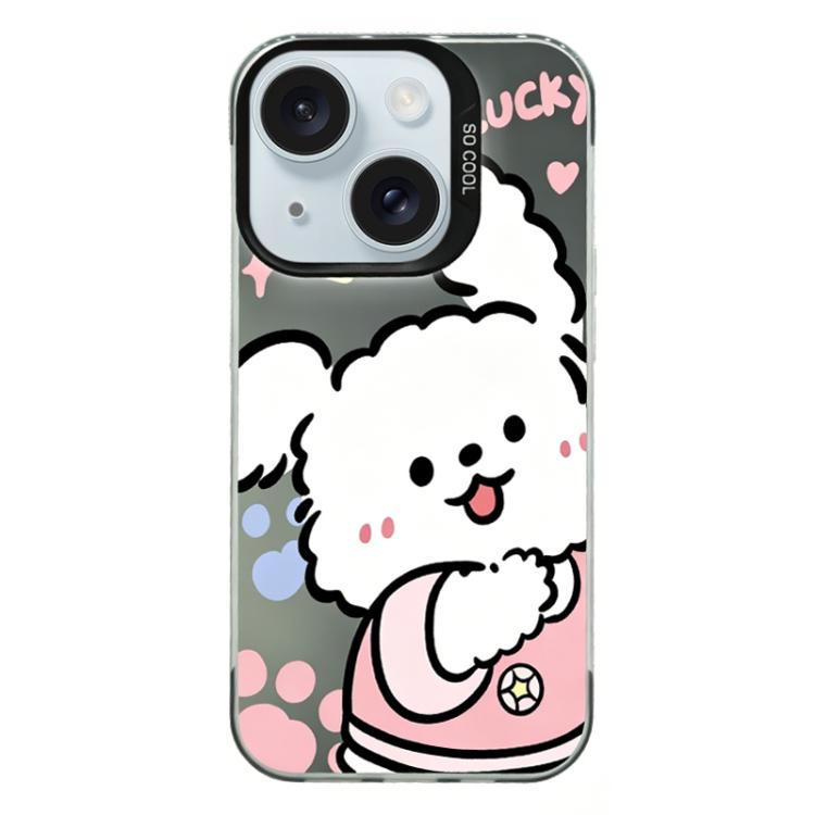 For iPhone 15 Plus Colorful Silver Plated IMD Pattern PC Hybrid TPU Phone Case