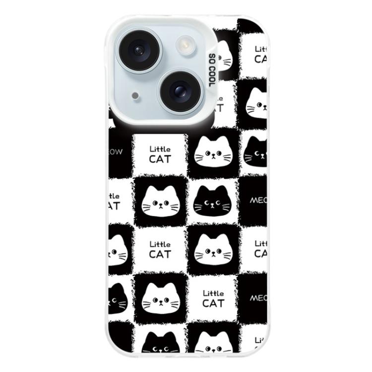 For iPhone 15 Colorful Silver Plated IMD Pattern PC Hybrid TPU Phone Case